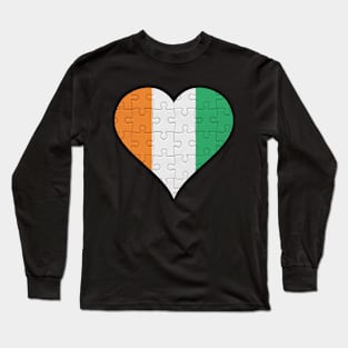 Ivorian Jigsaw Puzzle Heart Design - Gift for Ivorian With Ivory Coast Roots Long Sleeve T-Shirt